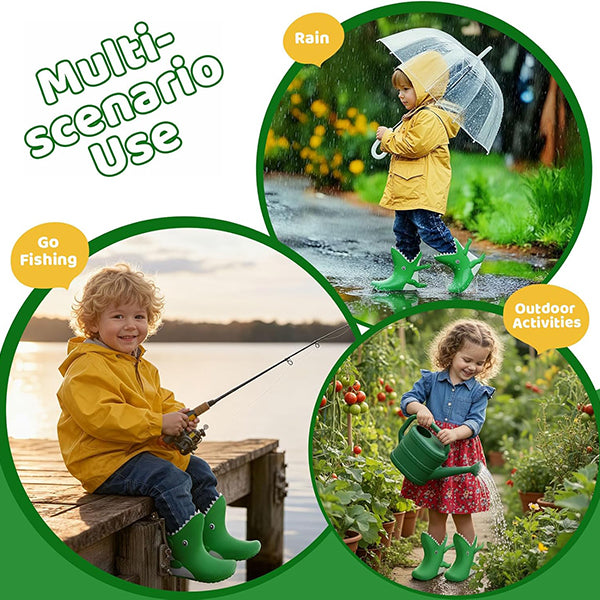 3D Dinosaur Crocodile Kids Rain Boots